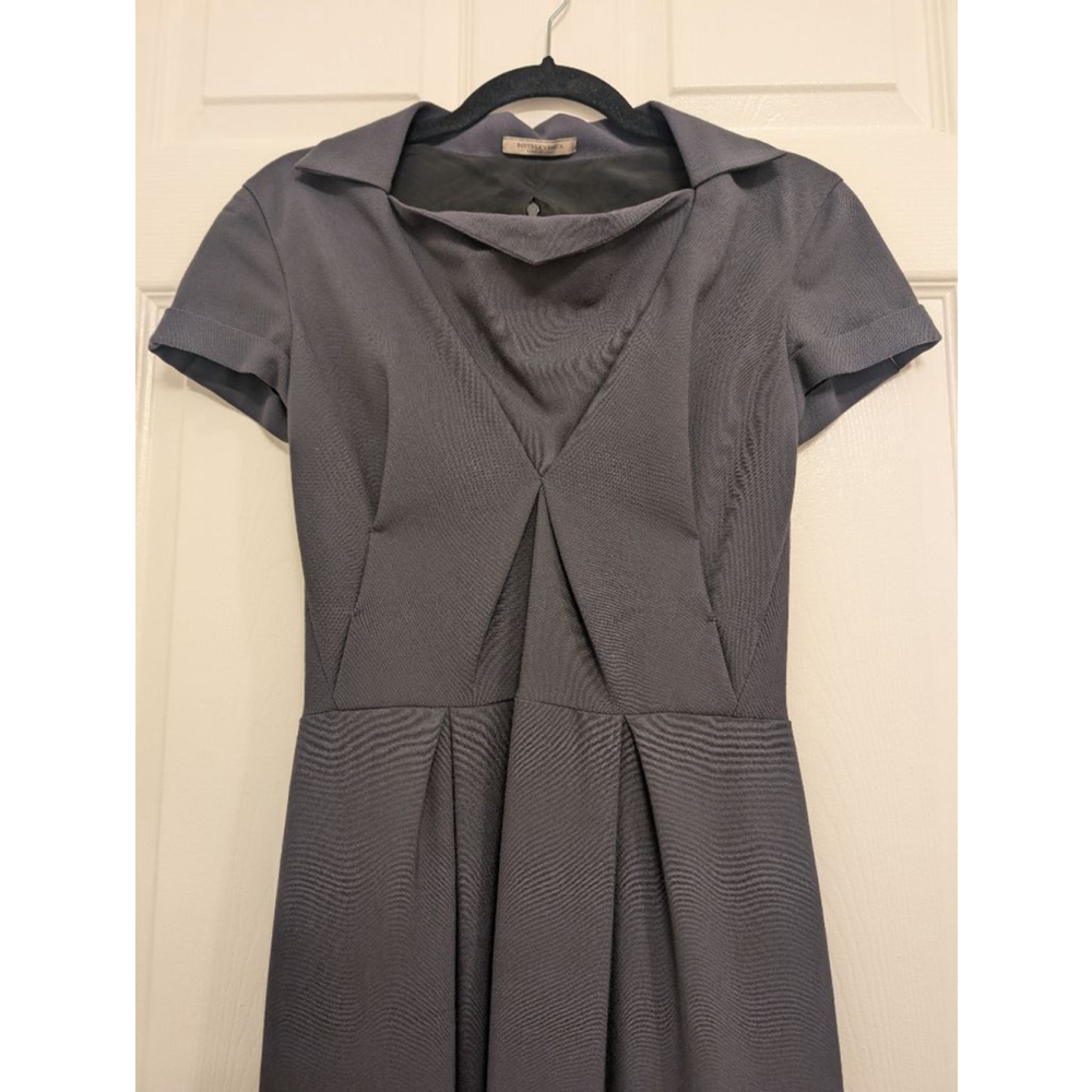 Women's Luxury Bottega Veneta Gray Virgin Wool Short Sleeve Dress Size 4 office - Picture 2 of 10